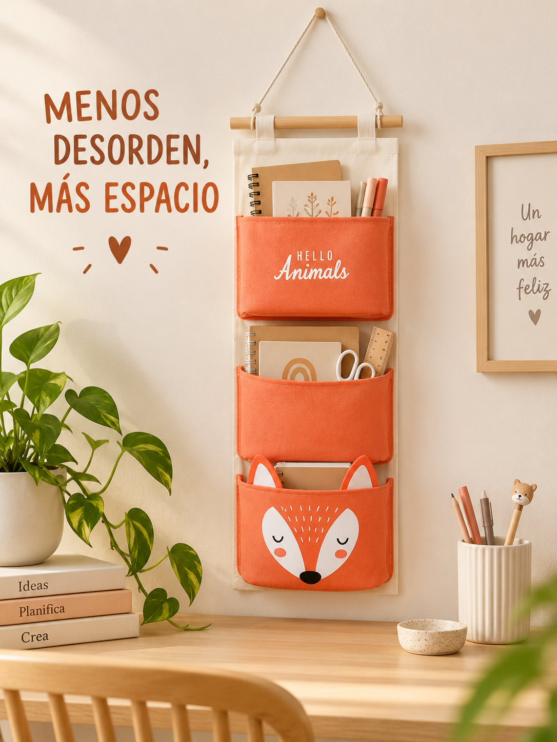 ORGANIZADOR COLGANTE DE PARED CON 3 BOLSILLOS 🏡✨