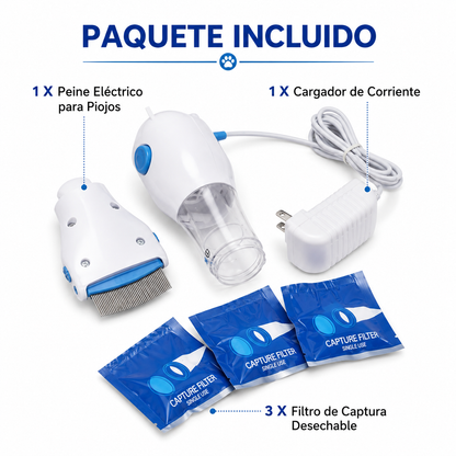 PEINE ASPIRADOR ELÉCTRICO PARA PIOJOS, LIENDRES Y PULGAS