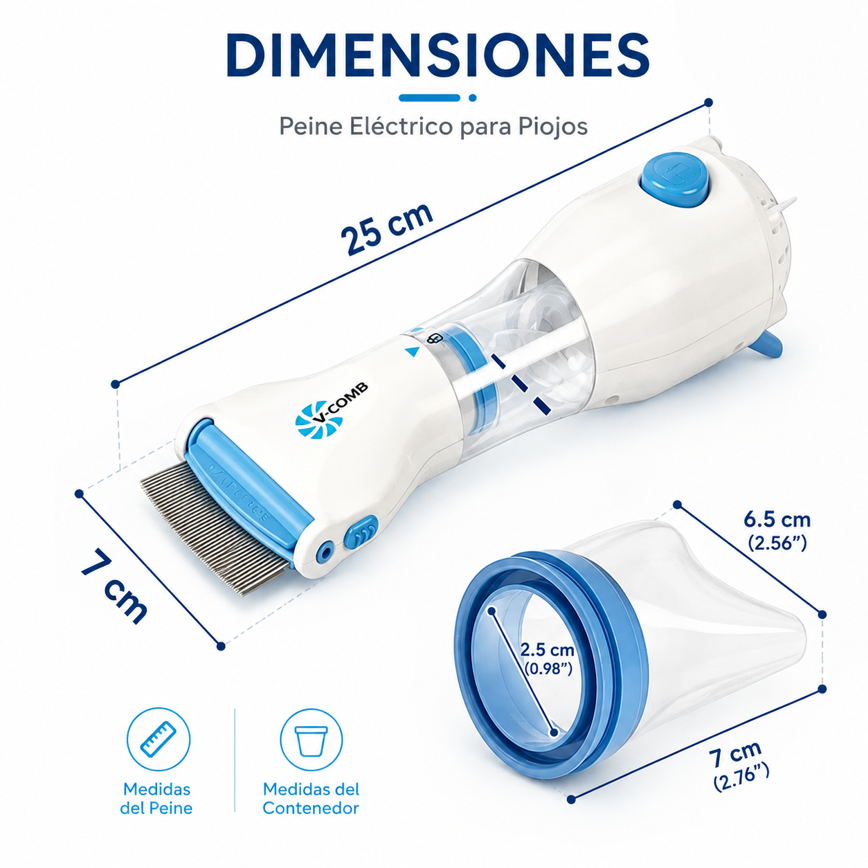 PEINE ASPIRADOR ELÉCTRICO PARA PIOJOS, LIENDRES Y PULGAS