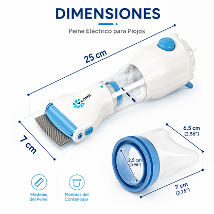 PEINE ASPIRADOR ELÉCTRICO PARA PIOJOS, LIENDRES Y PULGAS