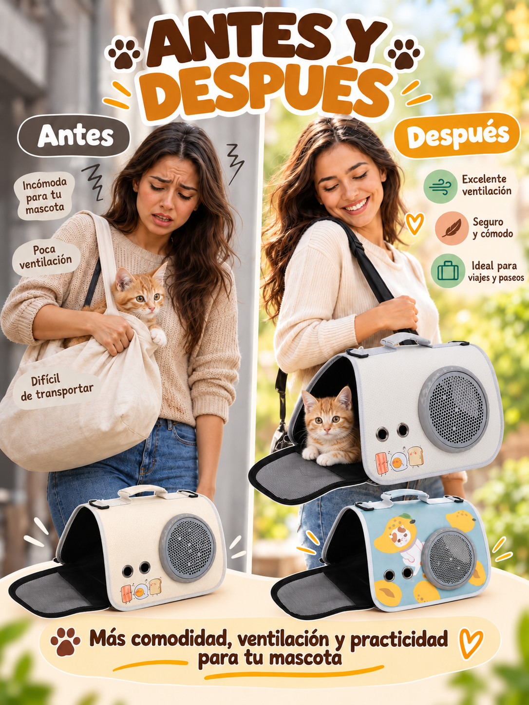 BOLSO TRANSPORTADOR PARA MASCOTAS 🐶🐱🎒