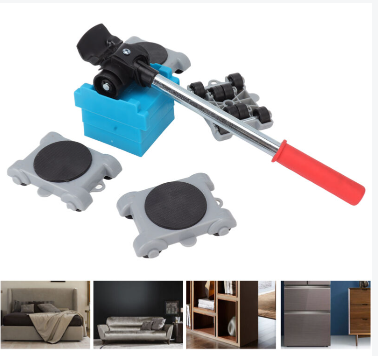 ELEVADORES CON RUEDAS PARA MUEBLE PESADO + RODILLO GIRATORIO MULTIFUNCIONAL