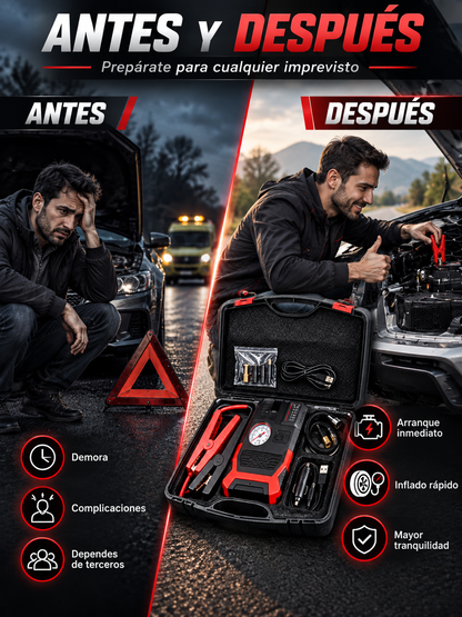 ARRANCADOR PORTÁTIL DE BATERÍAS PARA AUTO, MOTO Y CAMIONETA🚗⚡