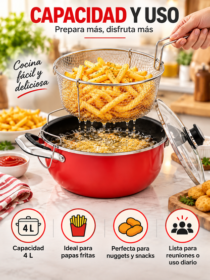 OLLA FREIDORA CON CANASTILLA ESCURRIDORA 4 L🍟🔥