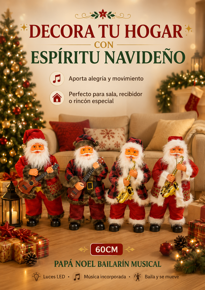 MUÑECO NAVIDEÑO PAPÁ NOEL BAILARÍN MUSICAL 60 CM
