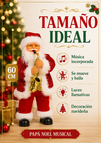 MUÑECO NAVIDEÑO PAPÁ NOEL BAILARÍN MUSICAL 60 CM