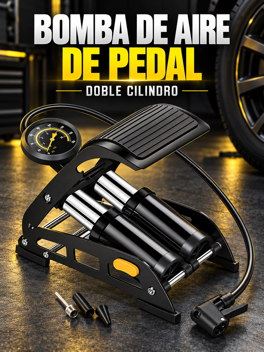 BOMBA DE AIRE CON MANÓMETRO 160 PSI 🚲🚗