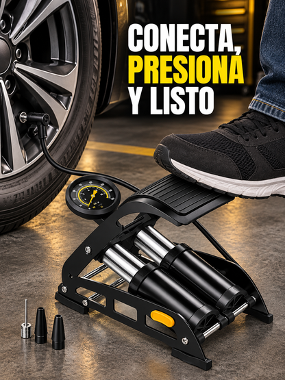 BOMBA DE AIRE CON MANÓMETRO 160 PSI 🚲🚗