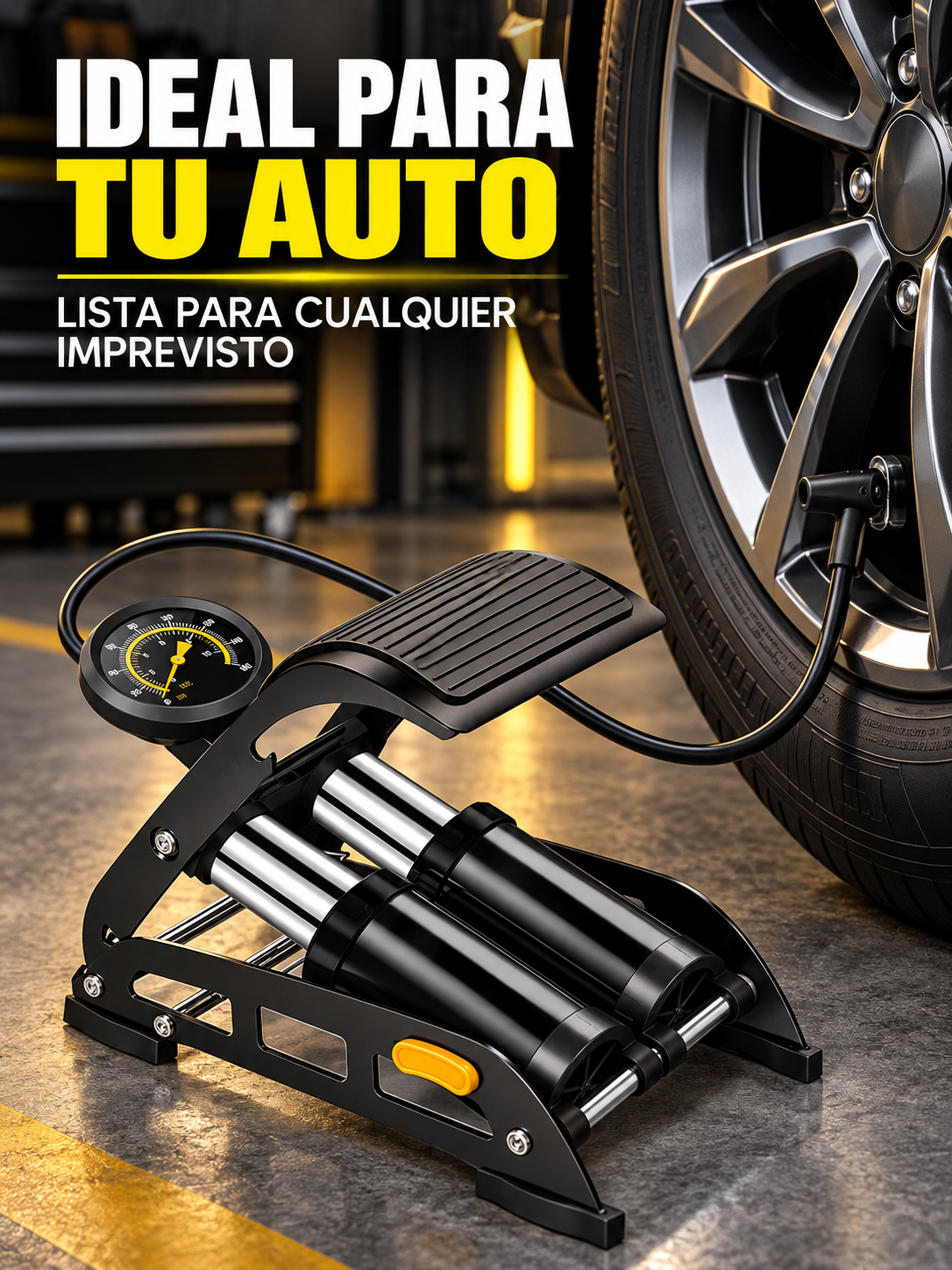BOMBA DE AIRE CON MANÓMETRO 160 PSI 🚲🚗