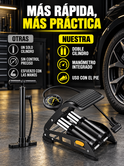 BOMBA DE AIRE CON MANÓMETRO 160 PSI 🚲🚗