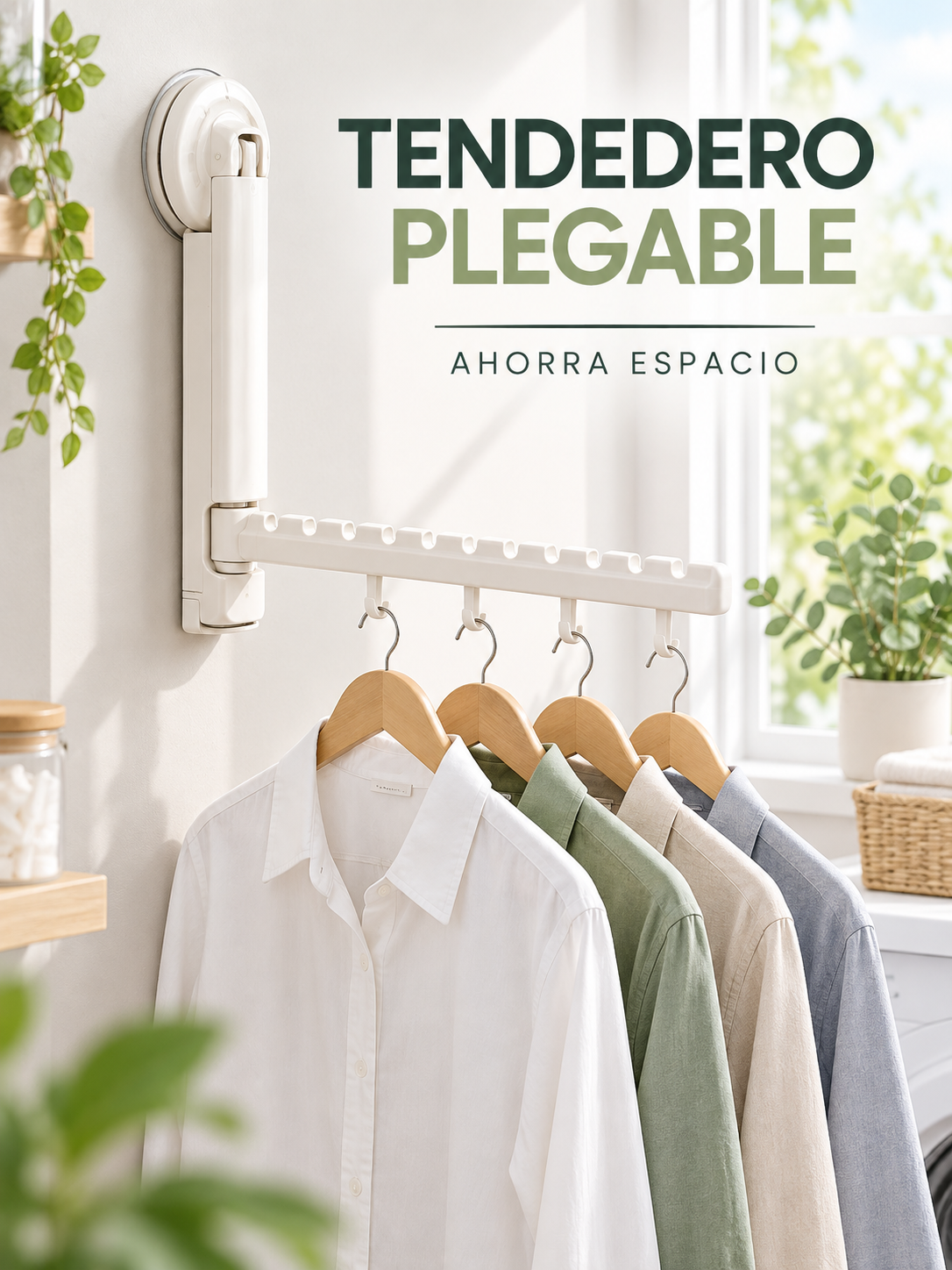 TENDEDERO PLEGABLE CON VENTOSA ✨👕