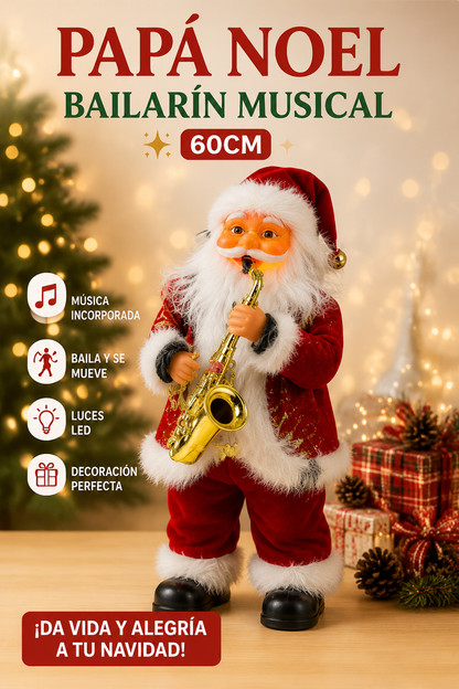 MUÑECO NAVIDEÑO PAPÁ NOEL BAILARÍN MUSICAL 60 CM