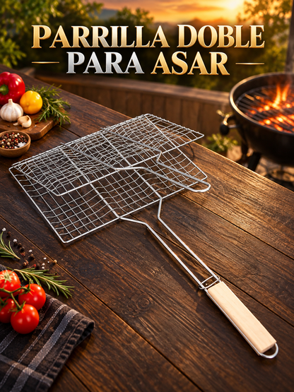 PINZA PARRILLERA MULTIUSO 🔥 – REJILLA PARA ASADOS