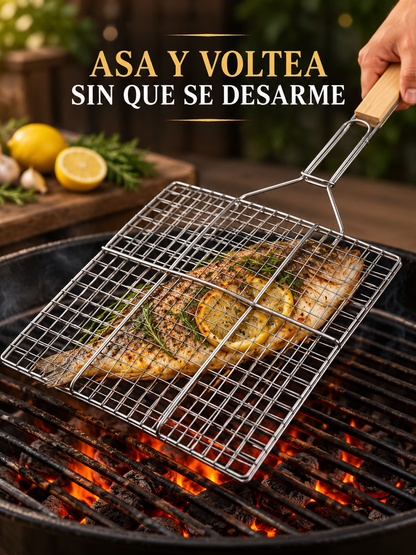 PINZA PARRILLERA MULTIUSO 🔥 – REJILLA PARA ASADOS