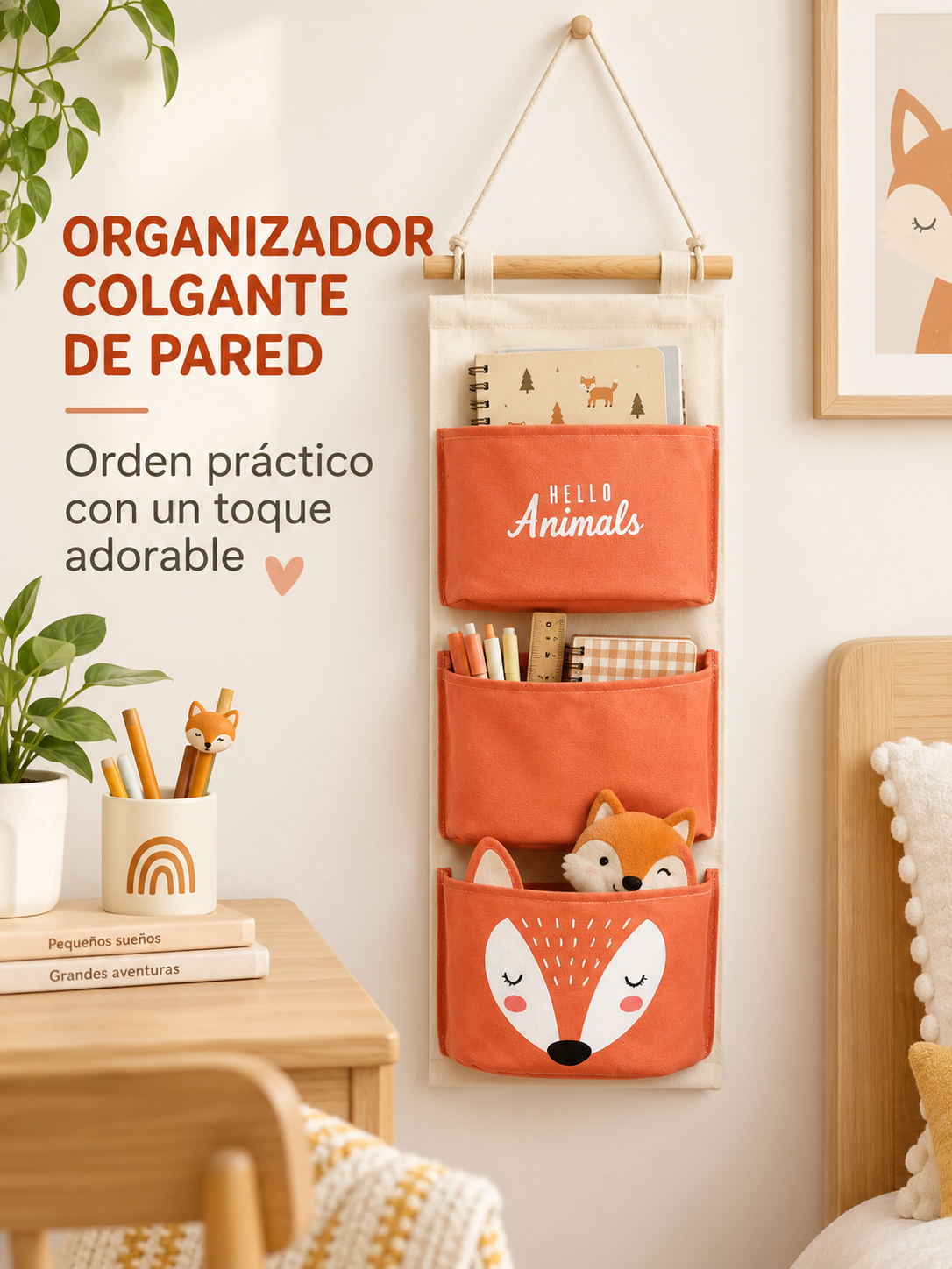 ORGANIZADOR COLGANTE DE PARED CON 3 BOLSILLOS 🏡✨