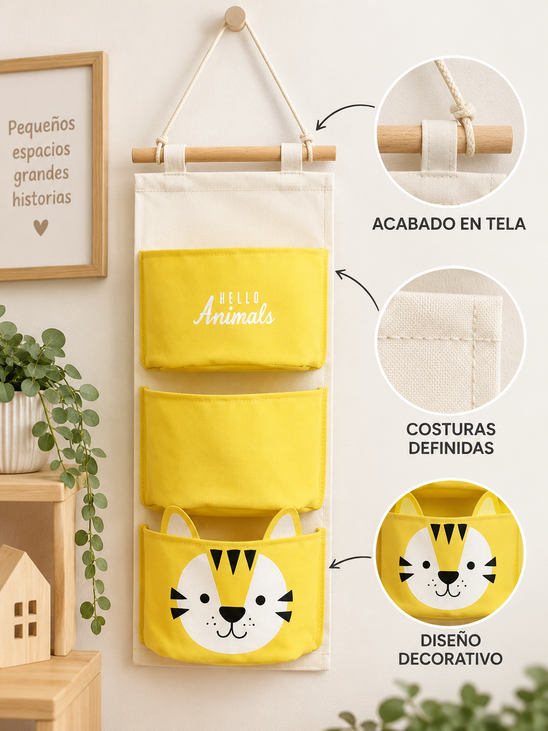 ORGANIZADOR COLGANTE DE PARED CON 3 BOLSILLOS 🏡✨