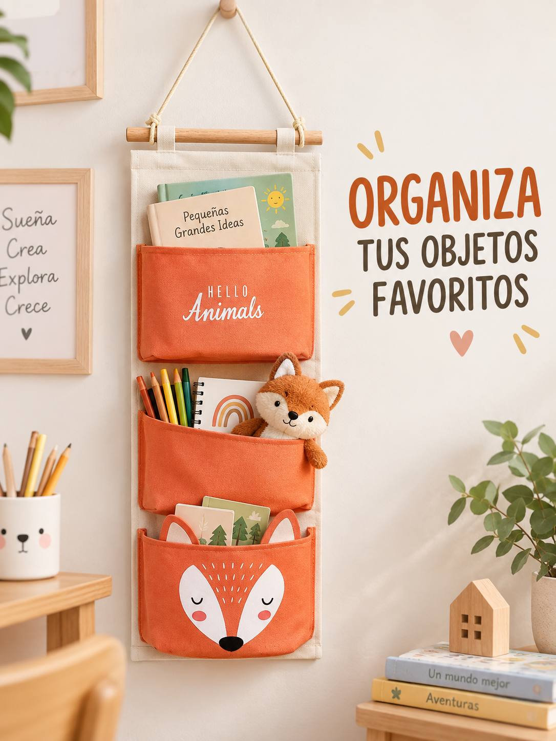 ORGANIZADOR COLGANTE DE PARED CON 3 BOLSILLOS 🏡✨