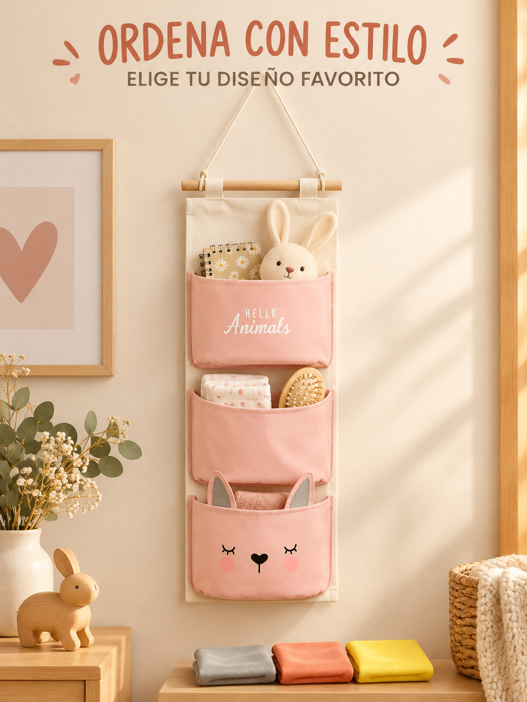 ORGANIZADOR COLGANTE DE PARED CON 3 BOLSILLOS 🏡✨
