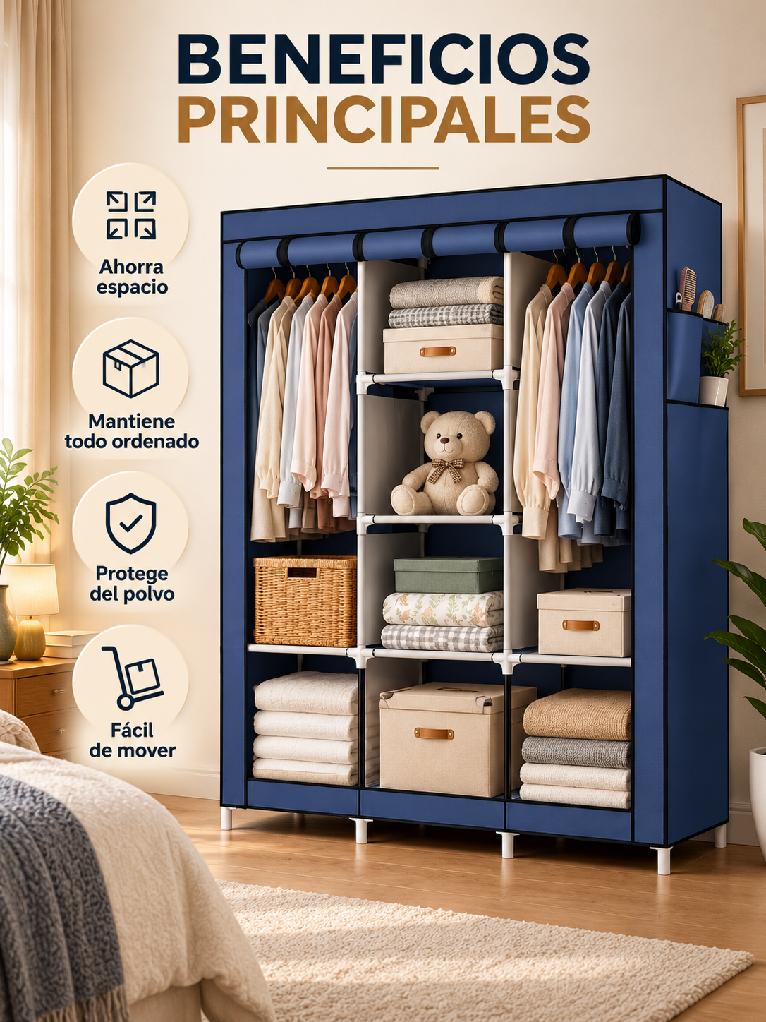 ROPERO PORTÁTIL MULTIFUNCIONAL DE 8 ESTANTES 👕🏡