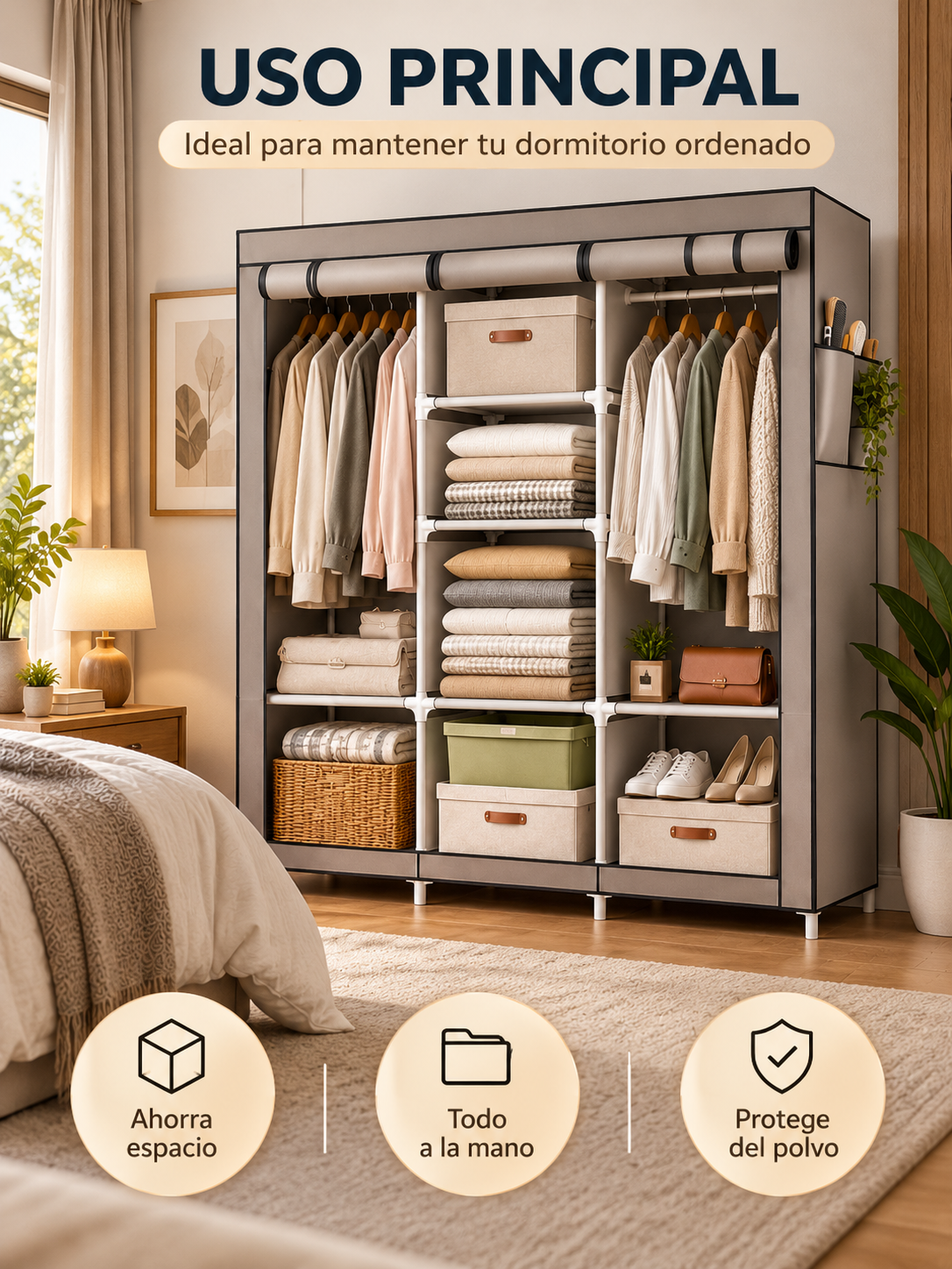ROPERO PORTÁTIL MULTIFUNCIONAL DE 8 ESTANTES 👕🏡