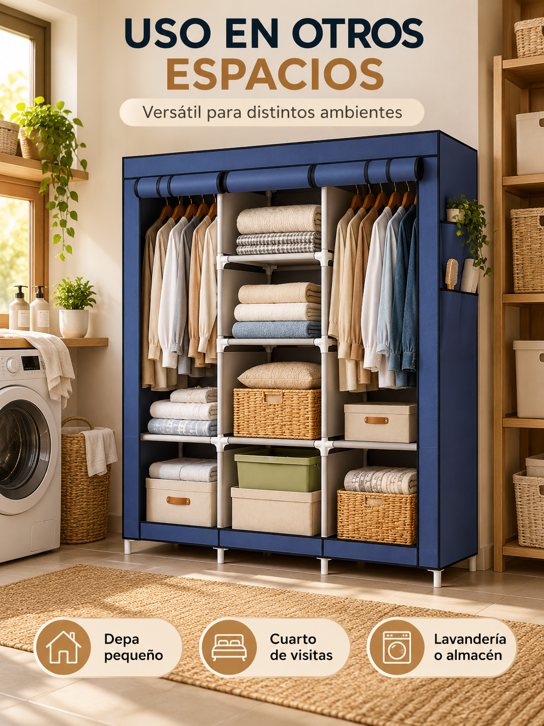 ROPERO PORTÁTIL MULTIFUNCIONAL DE 8 ESTANTES 👕🏡