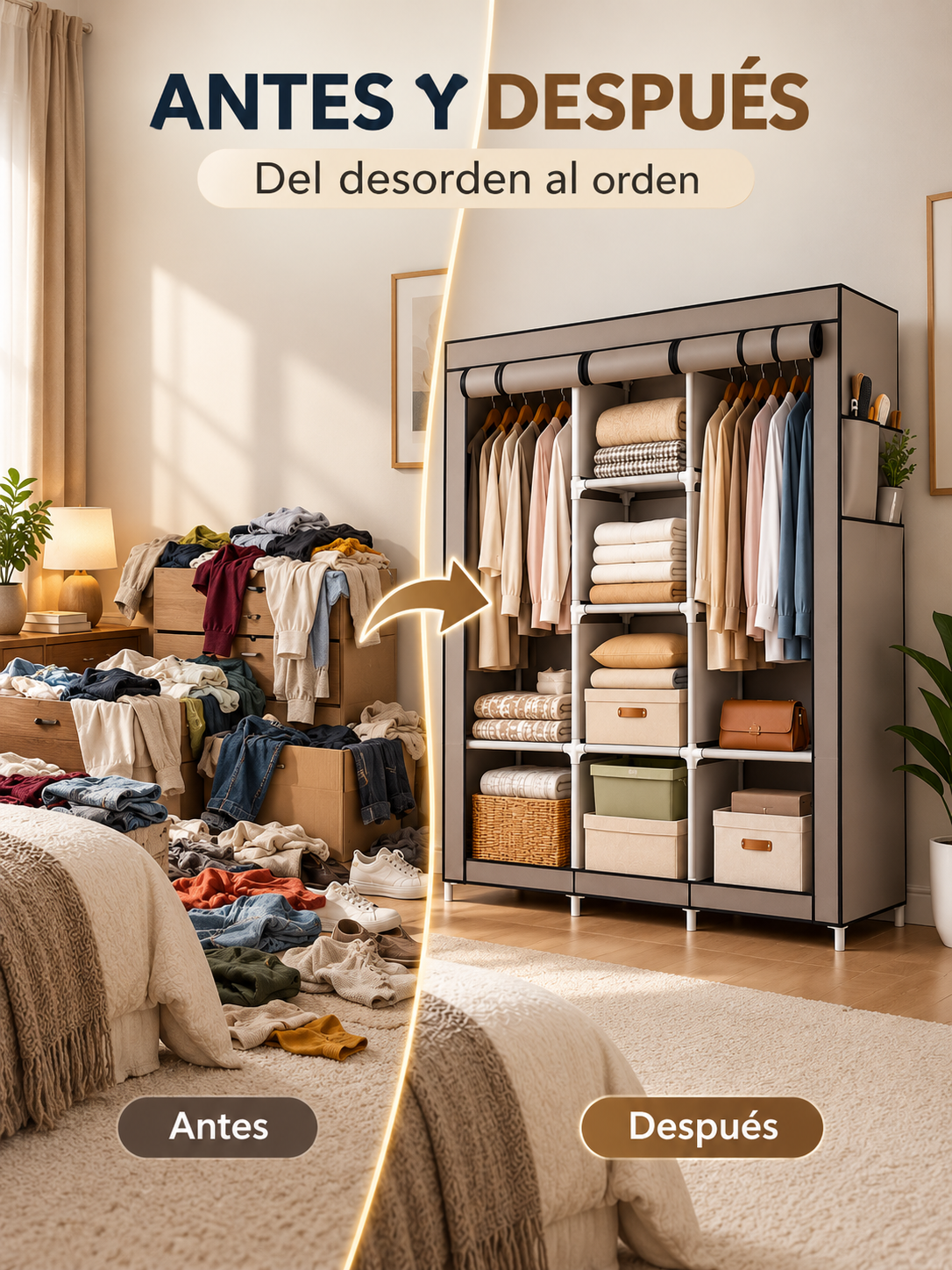 ROPERO PORTÁTIL MULTIFUNCIONAL DE 8 ESTANTES 👕🏡