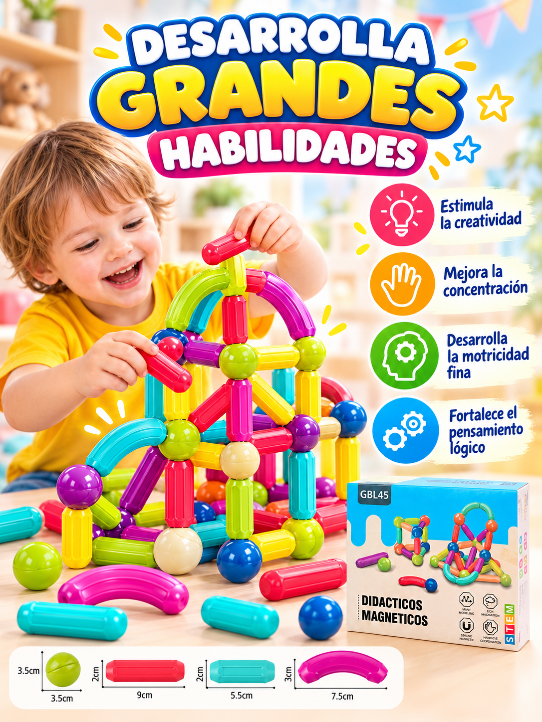 BLOQUES DE CONSTRUCCIÓN MAGNÉTICOS DE 42 PIEZAS 🧩🧲