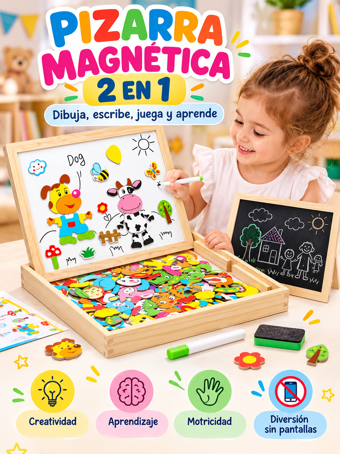 PIZARRA MÁGICA MAGNÉTICA 2 EN 1 🧲🎨