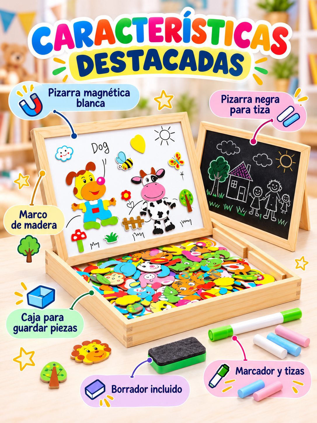 PIZARRA MÁGICA MAGNÉTICA 2 EN 1 🧲🎨