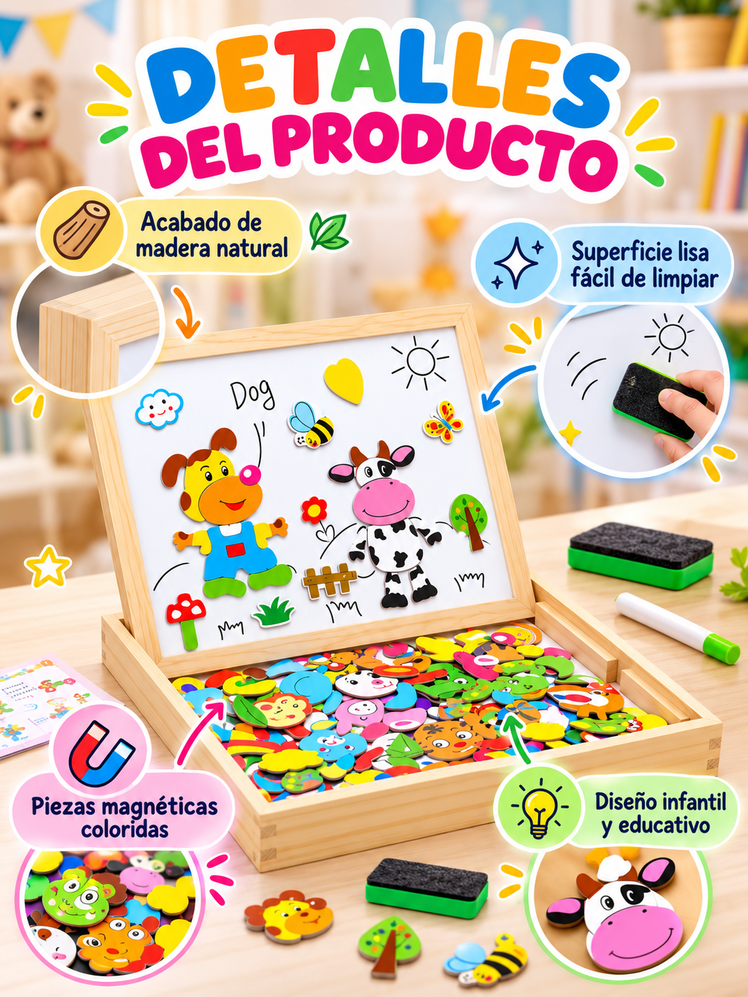 PIZARRA MÁGICA MAGNÉTICA 2 EN 1 🧲🎨