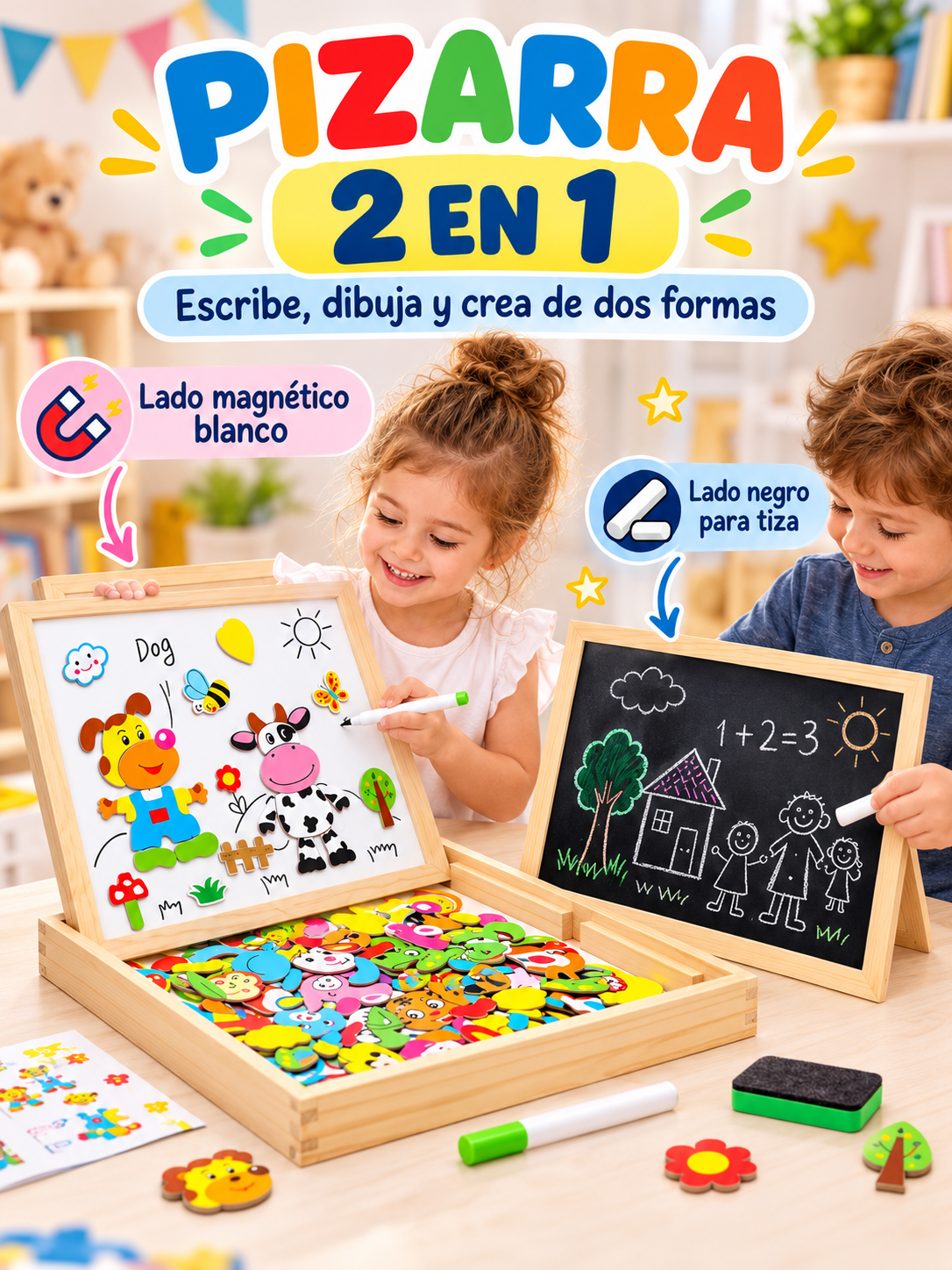 PIZARRA MÁGICA MAGNÉTICA 2 EN 1 🧲🎨