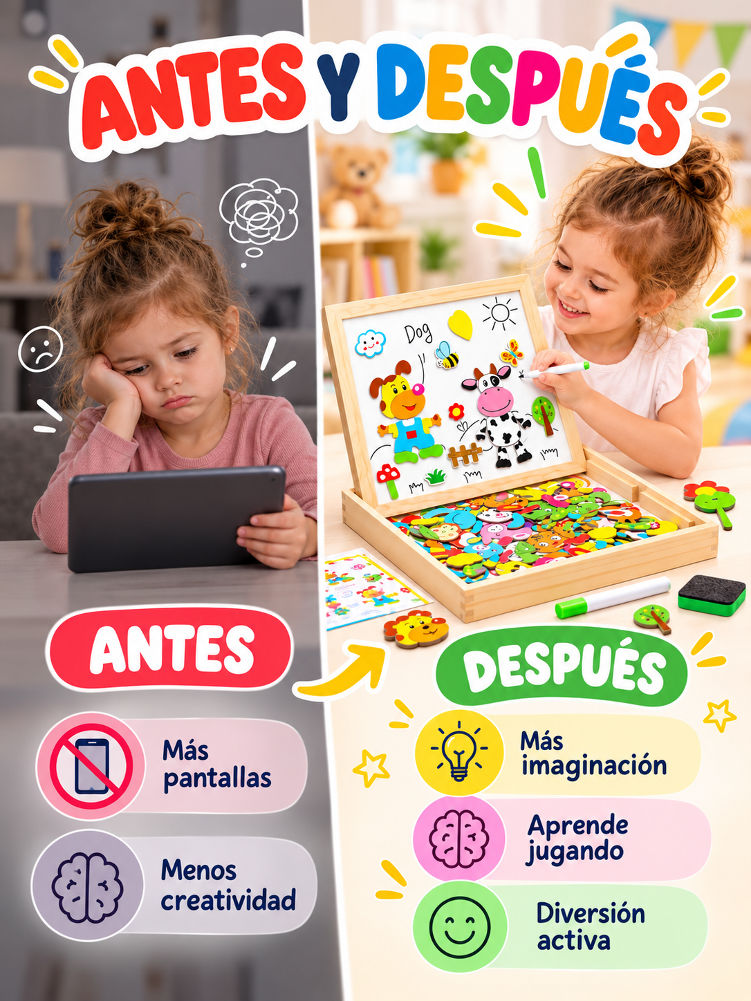 PIZARRA MÁGICA MAGNÉTICA 2 EN 1 🧲🎨