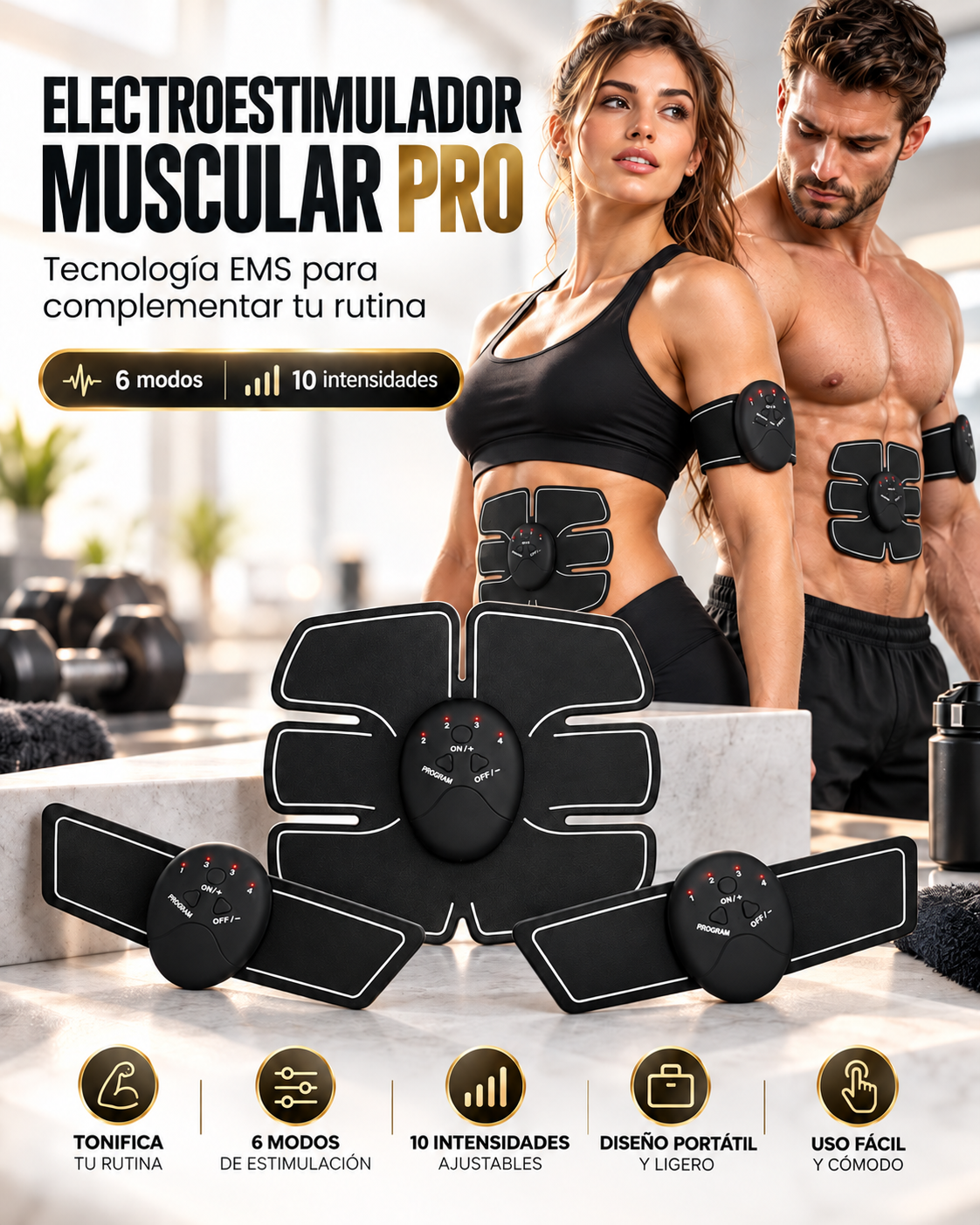ELECTROESTIMULADOR MUSCULAR PRO SMART FITNESS💪 ⚡