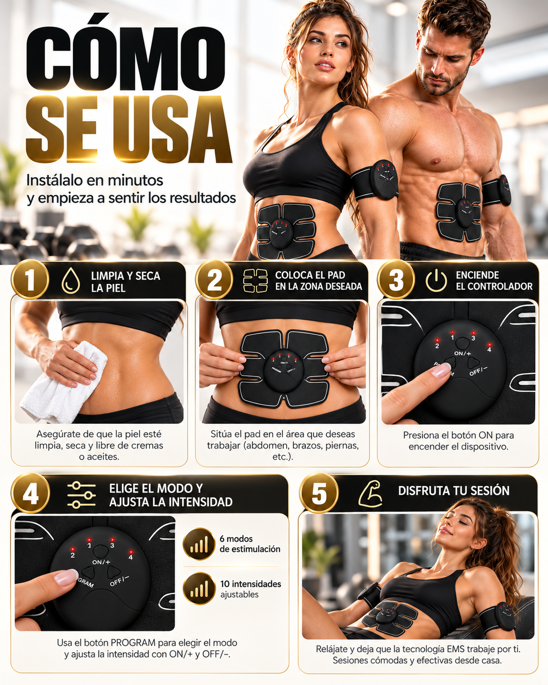 ELECTROESTIMULADOR MUSCULAR PRO SMART FITNESS💪 ⚡