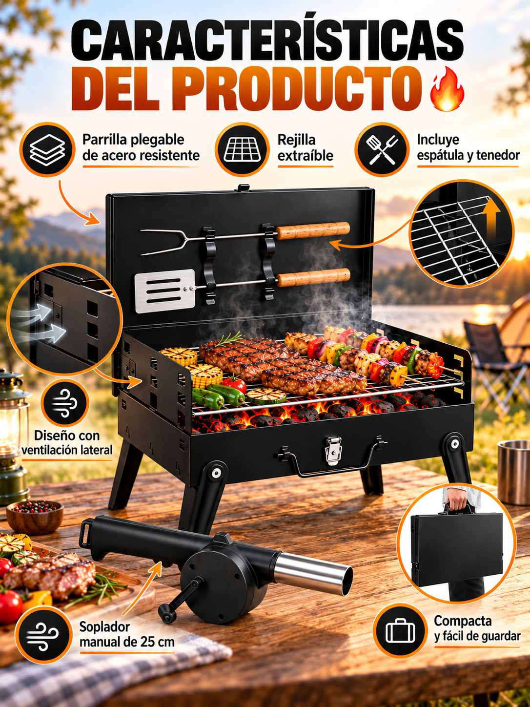 COMBO PARRILLERO CON SOPLADOR 🔥🥩