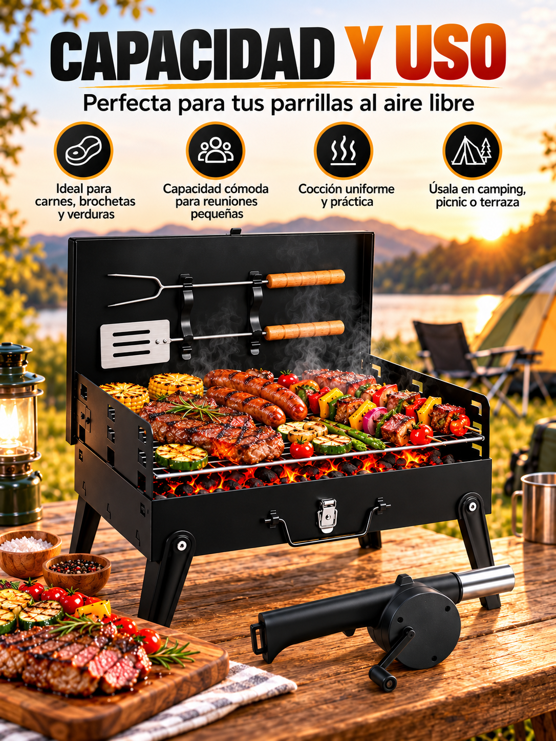 COMBO PARRILLERO CON SOPLADOR 🔥🥩