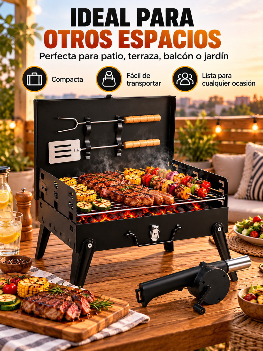 COMBO PARRILLERO CON SOPLADOR 🔥🥩