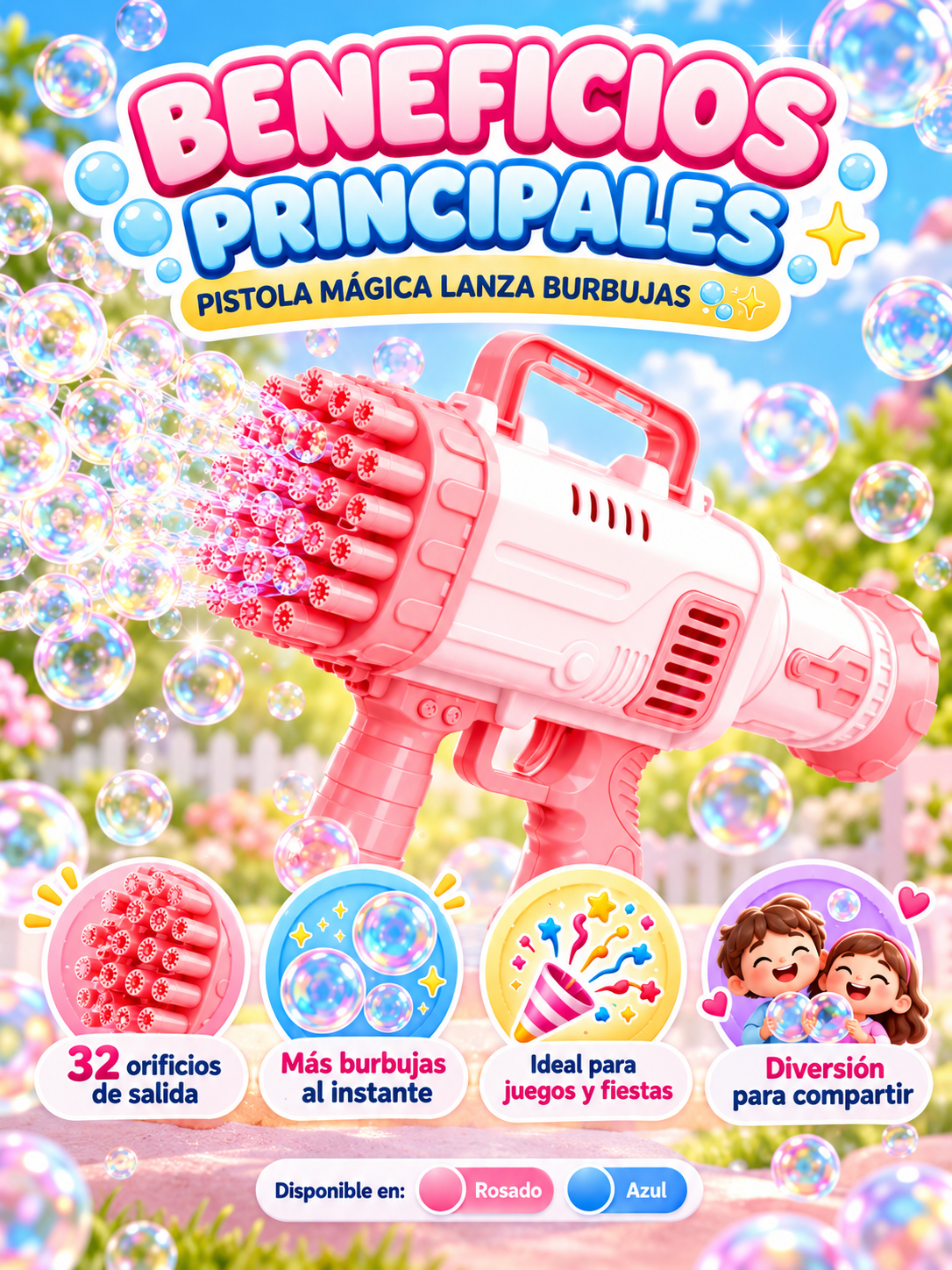 PISTOLA MÁGICA LANZA BURBUJAS 🫧 ✨