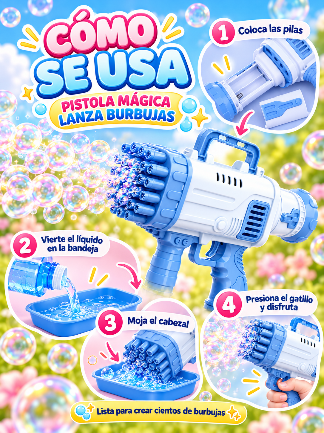 PISTOLA MÁGICA LANZA BURBUJAS 🫧 ✨