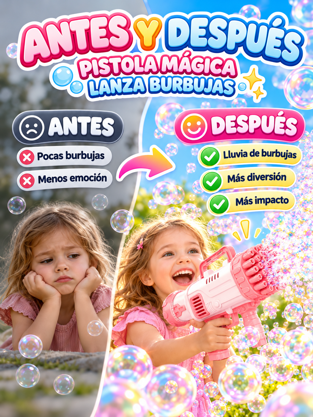 PISTOLA MÁGICA LANZA BURBUJAS 🫧 ✨