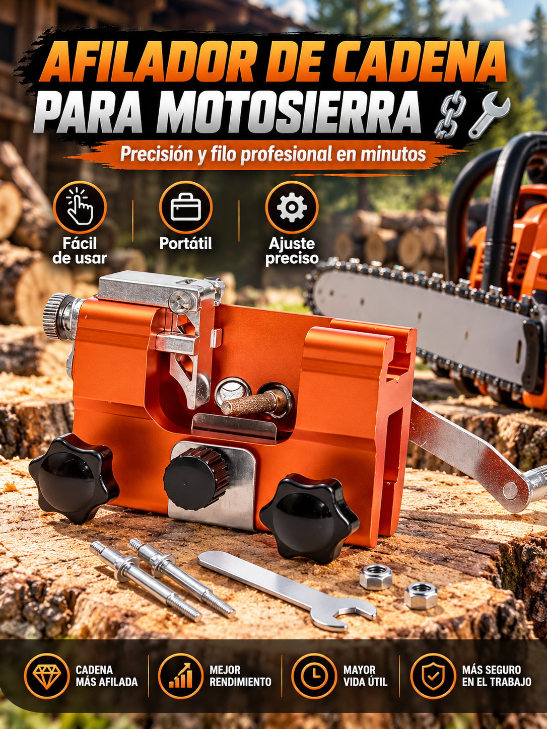 AFILADOR DE CADENA PARA MOTOSIERRA ⛓️🛠️