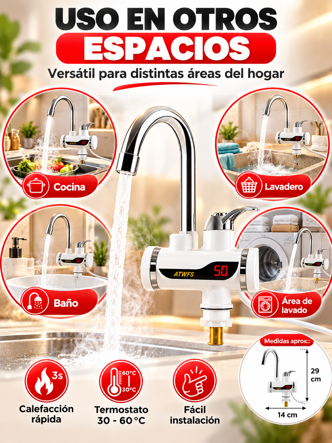 CAÑO ELÉCTRICO CALENTADOR DE AGUA 🚰🔥