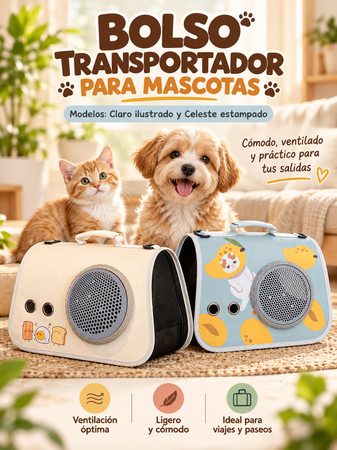 BOLSO TRANSPORTADOR PARA MASCOTAS 🐶🐱🎒