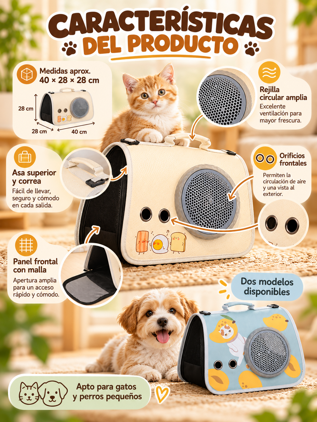 BOLSO TRANSPORTADOR PARA MASCOTAS 🐶🐱🎒