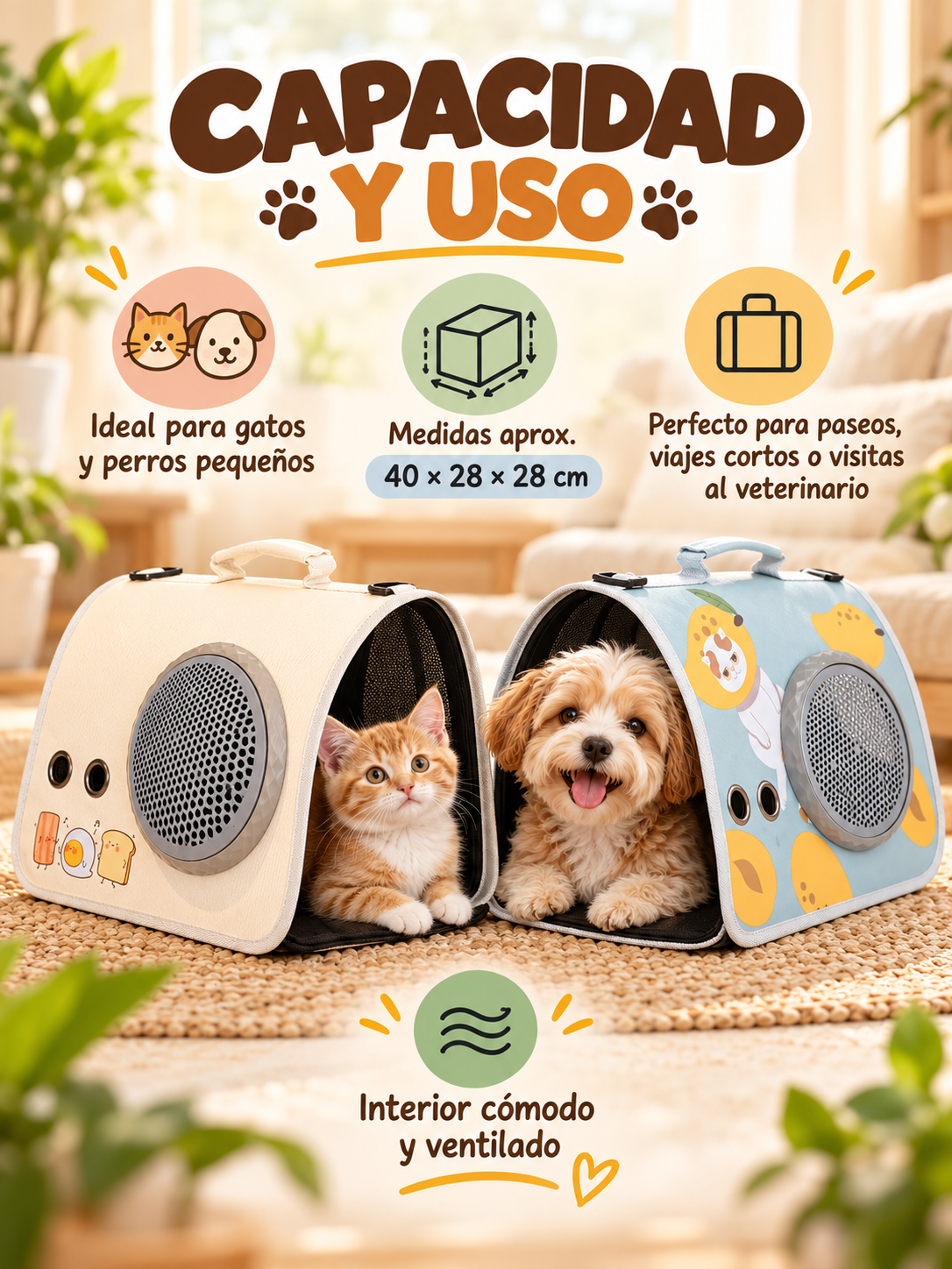 BOLSO TRANSPORTADOR PARA MASCOTAS 🐶🐱🎒