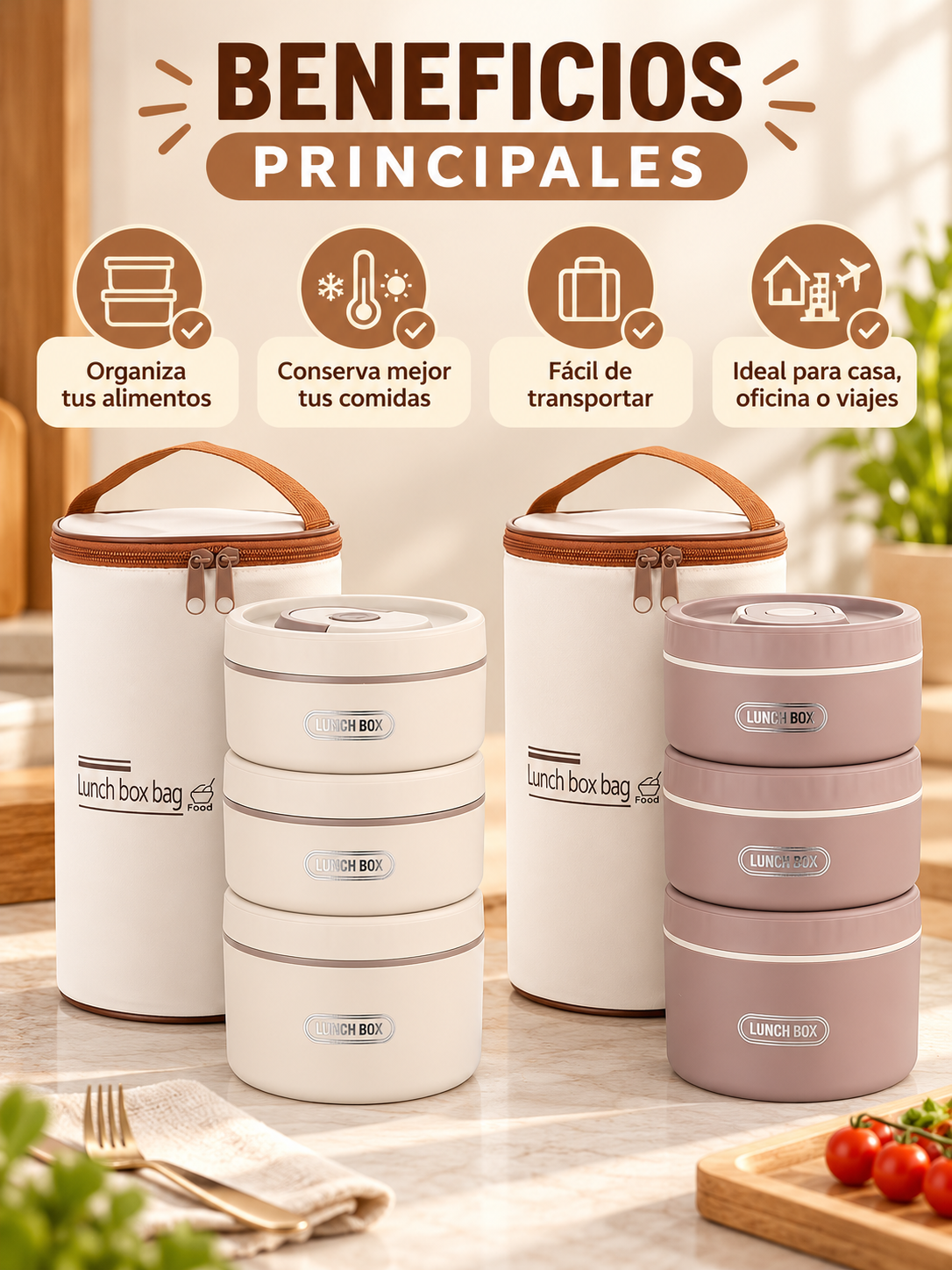 SET PORTA ALIMENTOS 3 EN 1 🍱👜