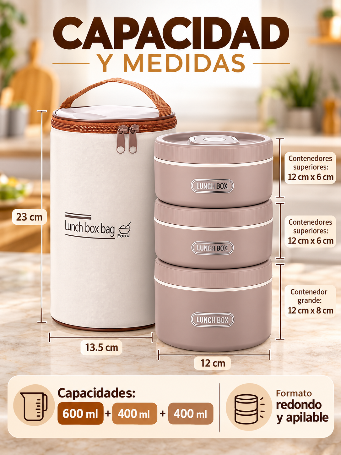 SET PORTA ALIMENTOS 3 EN 1 🍱👜