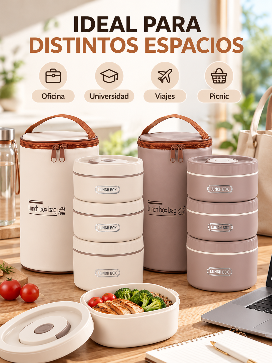 SET PORTA ALIMENTOS 3 EN 1 🍱👜