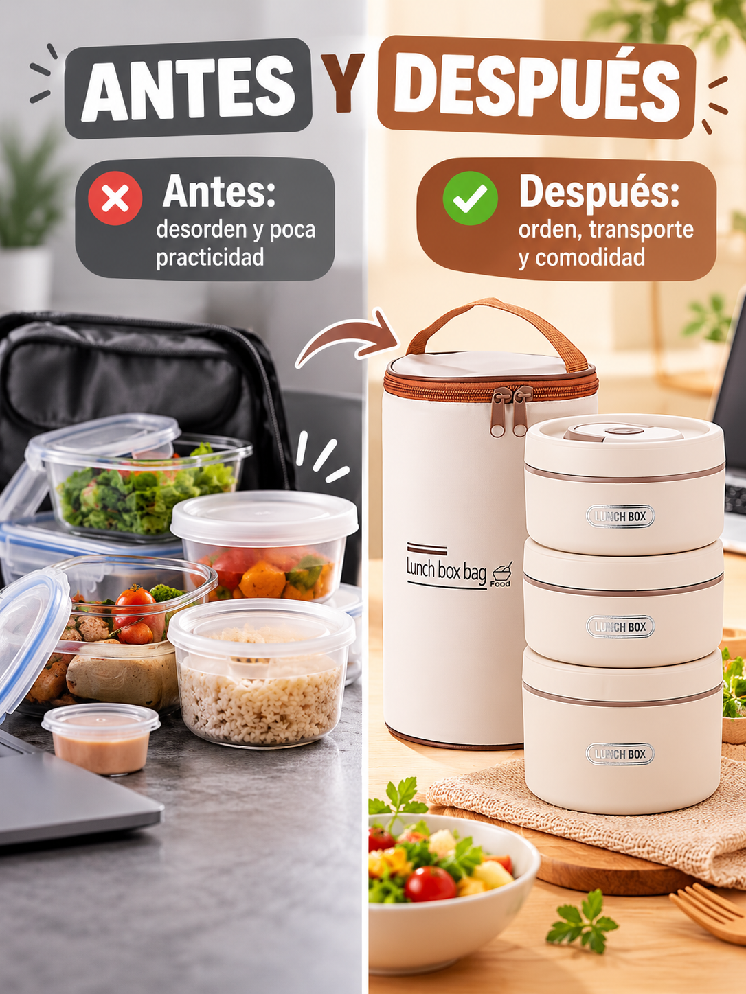 SET PORTA ALIMENTOS 3 EN 1 🍱👜