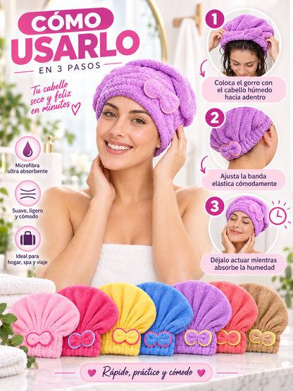PACK X3 GORROS DE MICROFIBRA PARA CABELLO 🎀 ✨